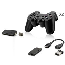 Retro Oyun Stick Hdmi Çift Gamepad Seti 2.4G Kablosuz - Siyah HD327