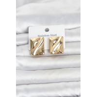 316L Çelik Gold Renk Plaka Model Kadın Küpe TJ-BKP11806