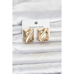 316L Çelik Gold Renk Plaka Model Kadın Küpe TJ-BKP11806