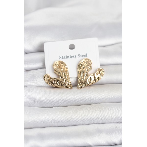 316L Çelik Gold Renk Kalp Model Kadın Küpe TJ-BKP11809