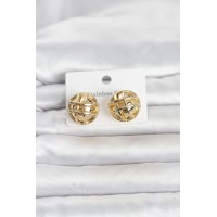316L Çelik Gold Renk Desenli Top Model Kadın Küpe TJ-BKP11811