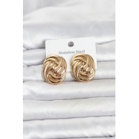 316L Çelik Gold Renk Motif Desen Model Kadın Küpe TJ-BKP11812