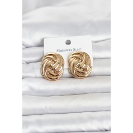 316L Çelik Gold Renk Motif Desen Model Kadın Küpe TJ-BKP11812