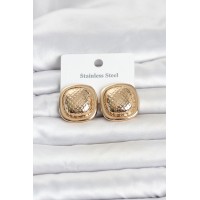 316L Çelik Gold Renk Düğme Model Kadın Küpe TJ-BKP11816