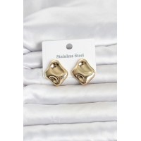 316L Çelik Gold Renk Plaka Model Kadın Küpe TJ-BKP11818