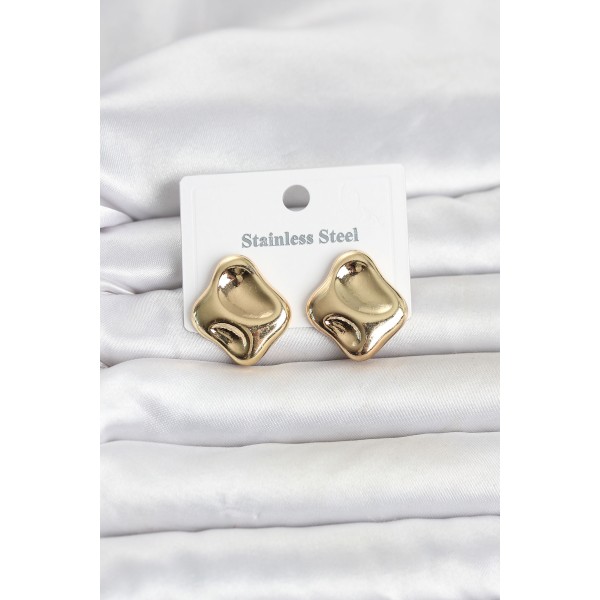 316L Çelik Gold Renk Plaka Model Kadın Küpe TJ-BKP11818