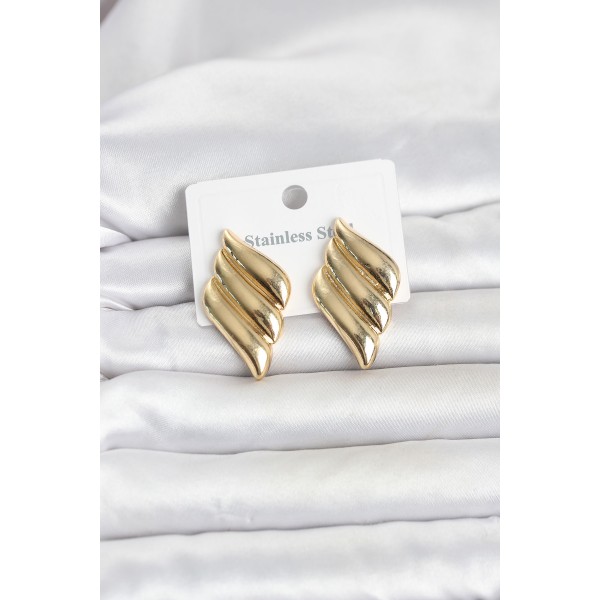 316L Çelik Gold Renk Motif Model Kadın Küpe TJ-BKP11819