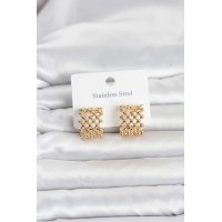 316L Çelik Gold Renk Motif Desenli Halka Kadın Küpe TJ-BKP11822