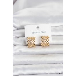 316L Çelik Gold Renk Motif Desenli Halka Kadın Küpe TJ-BKP11822