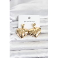 316L Çelik Gold Renk Kalp Model Kadın Küpe TJ-BKP11827