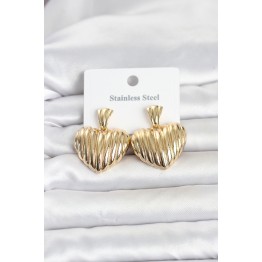 316L Çelik Gold Renk Kalp Model Kadın Küpe TJ-BKP11827