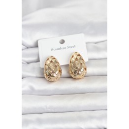 316L Çelik Gold Renk Motifli Damla Kadın Küpe TJ-BKP11829
