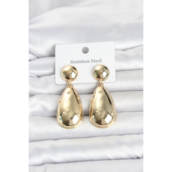316L Çelik Gold Renk Damla Model Kadın Küpe TJ-BKP11830
