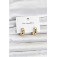 316L Çelik Gold Renk Halka Model Kadın Küpe TJ-BKP11834