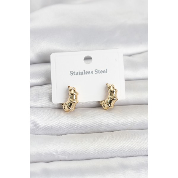316L Çelik Gold Renk Halka Model Kadın Küpe TJ-BKP11834