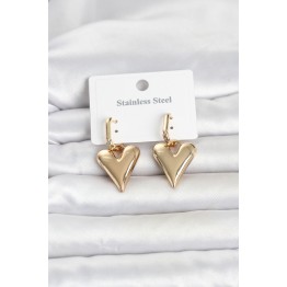 316L Çelik Gold Renk Kalp Modelli Kadın Küpe TJ-BKP11835