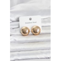 316L Çelik Gold Renk Top Model Kadın Küpe TJ-BKP11836