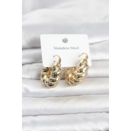 316L Çelik Gold Renk Bombeli Halka Model Kadın Küpe TJ-BKP11838