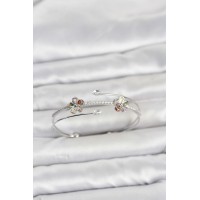 Gümüş Renk Pirinç Zirkon Taşlı Çiçek Model Kadın Bileklik TJ-BB8522