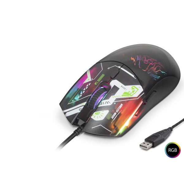 Mouse 7200 Dpi Rgb Geometrik Desenli - Siyah G306B