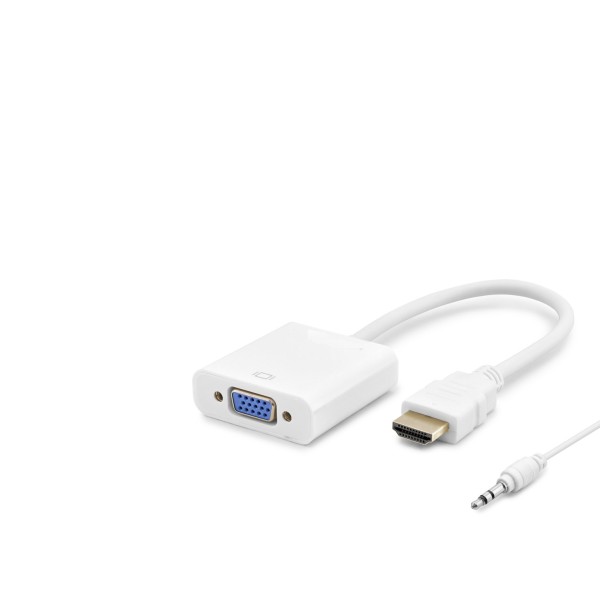 Hdmi To Vga Dişi Ses Çıkışlı Görüntü Dönüştürücü 1080P - Beyaz HDX2019B