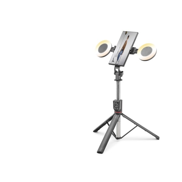 Telefon Tripodu Ve Selfie Çubuğu Çift Led Bluetooth Kumandalı 182 Cm Siyah ND1033