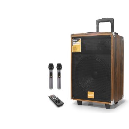 Bluetooth Hoparlör Fm Radyo 12 Inç Usb Tf Aux Çift Mikrofonlu Kumandalı - Ahşap BQ12