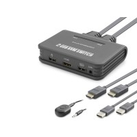 Hdmi Usb Kvm Switch 2 Port Hdmi 2 Port Usb Dahili Kablolu - Siyah HDX1361