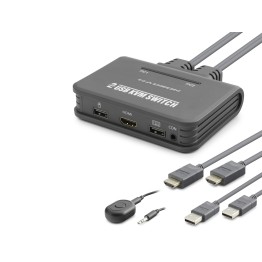 Hdmi Usb Kvm Switch 2 Port Hdmi 2 Port Usb Dahili Kablolu - Siyah HDX1361