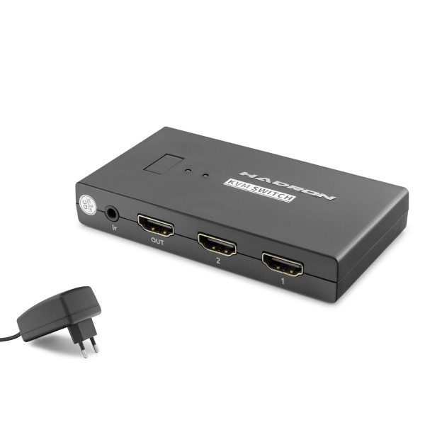 Hdmi Usb Kvm Switch 2 Port Hdmi 4 Port Usb Dahili Kablolu - Siyah HDX1373