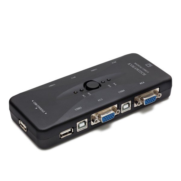Vga Usb Kvm Swıtch 4 In 1 Out + 4 Port Usb Console - Sıyah HD230