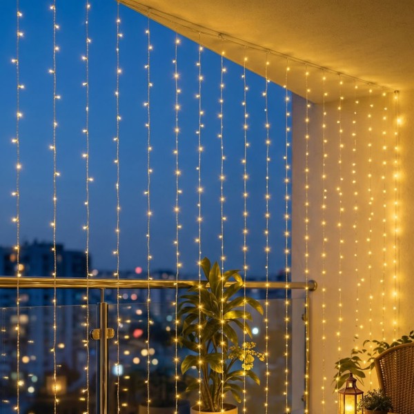 3x3 M Premium Perde LED - 8 Fonksiyonlu Su Geçirmez İç Dış Mekan Teras Dekor Işıkları