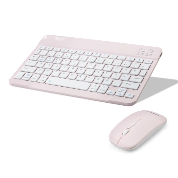 Kablosuz Bluetooth Smart Klavye Mouse Seti Şarjlı 1600 Dpi Pembe HDX2508P