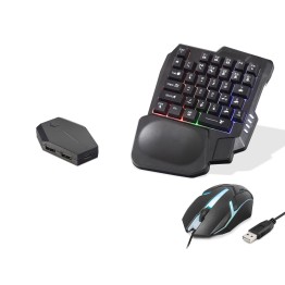 Mobil Oyun Klavye Mouse Dönüştürücü Seti Rgb Siyah ND762