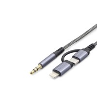 Type-C + Lightning To 3.5 Mm Ses Kablosu - Siyah GJ-027