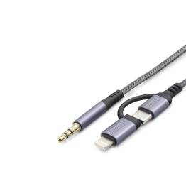 Type-C + Lightning To 3.5 Mm Ses Kablosu - Siyah GJ-027