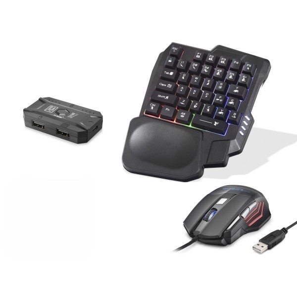 Mobil Oyun Klavye Mouse Dönüştürücü Seti Rgb Siyah K191