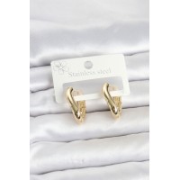 316L Çelik Gold Renk Asimetrik Halka Model Kadın Küpe TJ-BKP11853