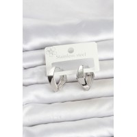 316L Çelik Gümüş Renk Elmas Model Halka Kadın Küpe TJ-BKP11854