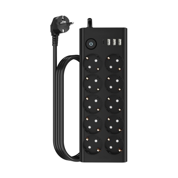 Çoklu Priz 10 lu + 3 USB + 1 Type-C 3680W 16A Anahtarlı Akım Korumalı Uzatma Prizi (2 Metre Kablo) FTR14