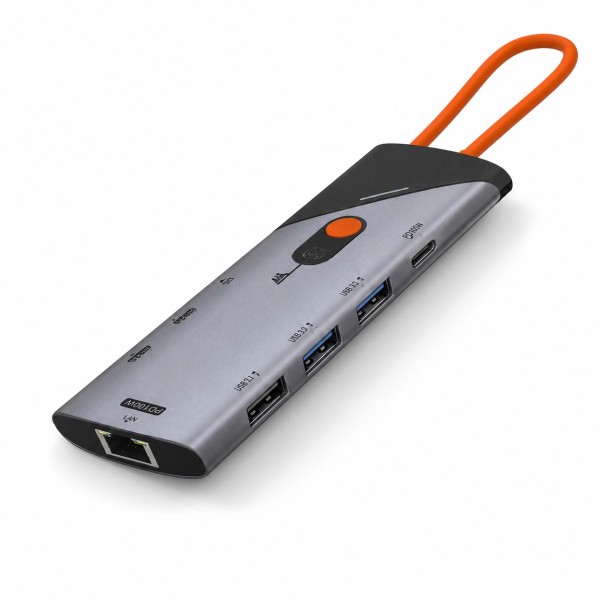 Type-c Hub Pd 100W Hdmı 4K 60Hz Dp Gigabit Lan Kart Okuyucu 9 Port 5 Gbps Gri HDX7878