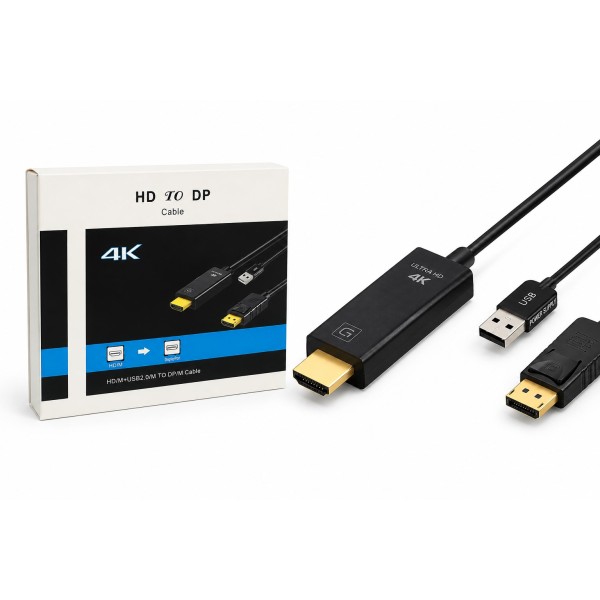 Hdmı Usb To Displayport Aktif Dönüştürücü Kablo 4K 60Hz 26 Cm HDX7901