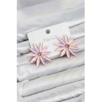 Pembe Kristal Taşlı Lotus Model Kadın Küpe TJ-BKP11927