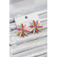 Karışık Renk Kristal Taşlı Lotus Model Kadın Küpe TJ-BKP11928