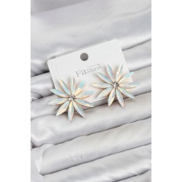 Beyaz Renk Kristal Taşlı Lotus Model Kadın Küpe TJ-BKP11929