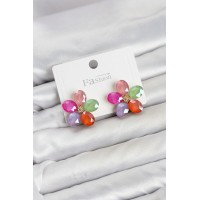 Karışık Renk Kristal Taşlı Çiçek Model Kadın Küpe TJ-BKP11932
