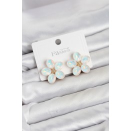 Beyaz Renk Kristal Taşlı Çiçek Model Kadın Küpe TJ-BKP11933