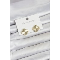 Gold Renk Pirinç Yonca Model Kadın Küpe TJ-BKP11938