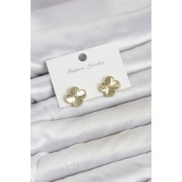 Gold Renk Pirinç Yonca Model Kadın Küpe TJ-BKP11938