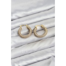 Gold Renk Full Zirkon Taşlı Halka Kadın Küpe TJ-BKP11940